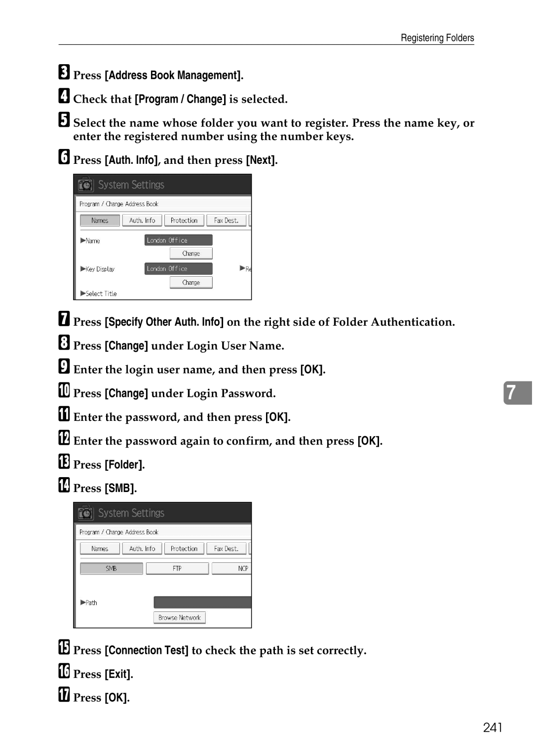 Ricoh LD435c operating instructions 241, Press Folder 