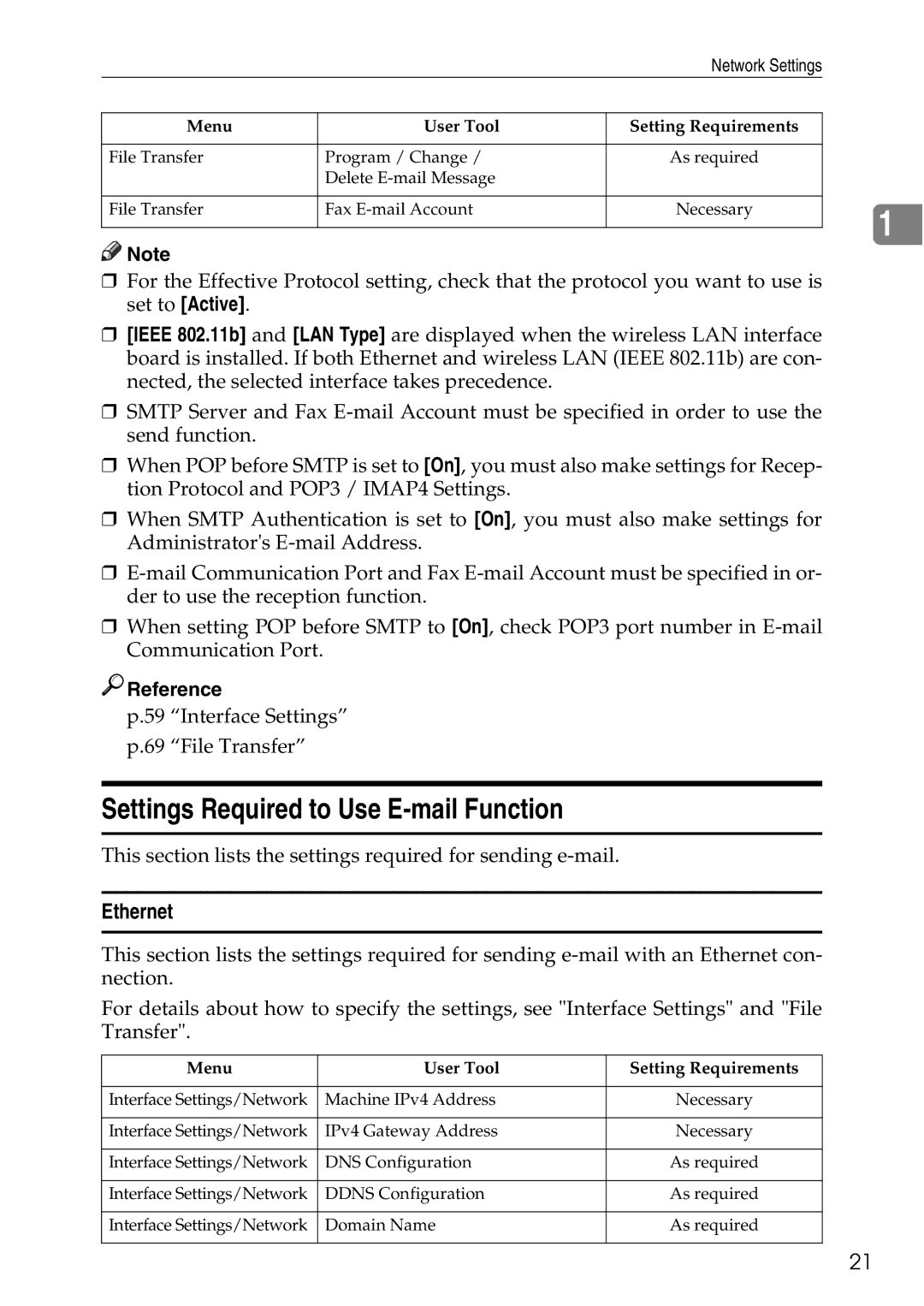 Ricoh LD435c operating instructions Settings Required to Use E-mail Function, Ethernet 