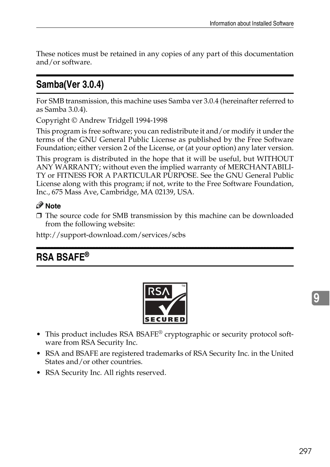 Ricoh LD435c operating instructions SambaVer, 297 