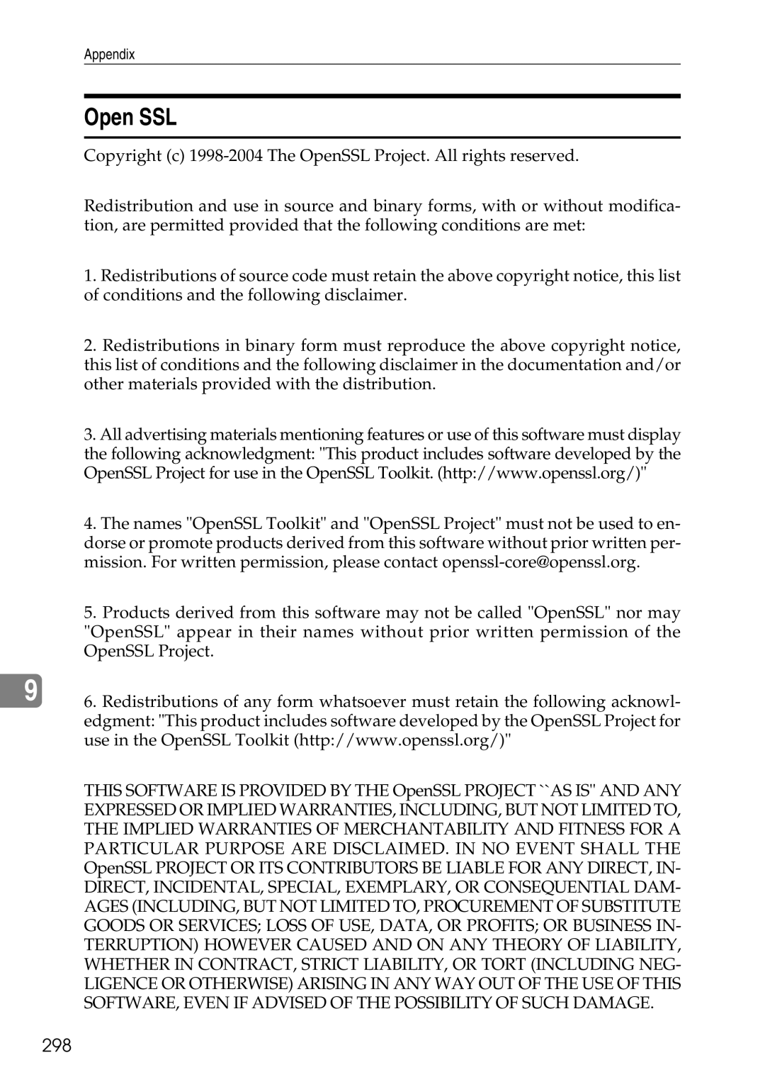 Ricoh LD435c operating instructions Open SSL, 298 