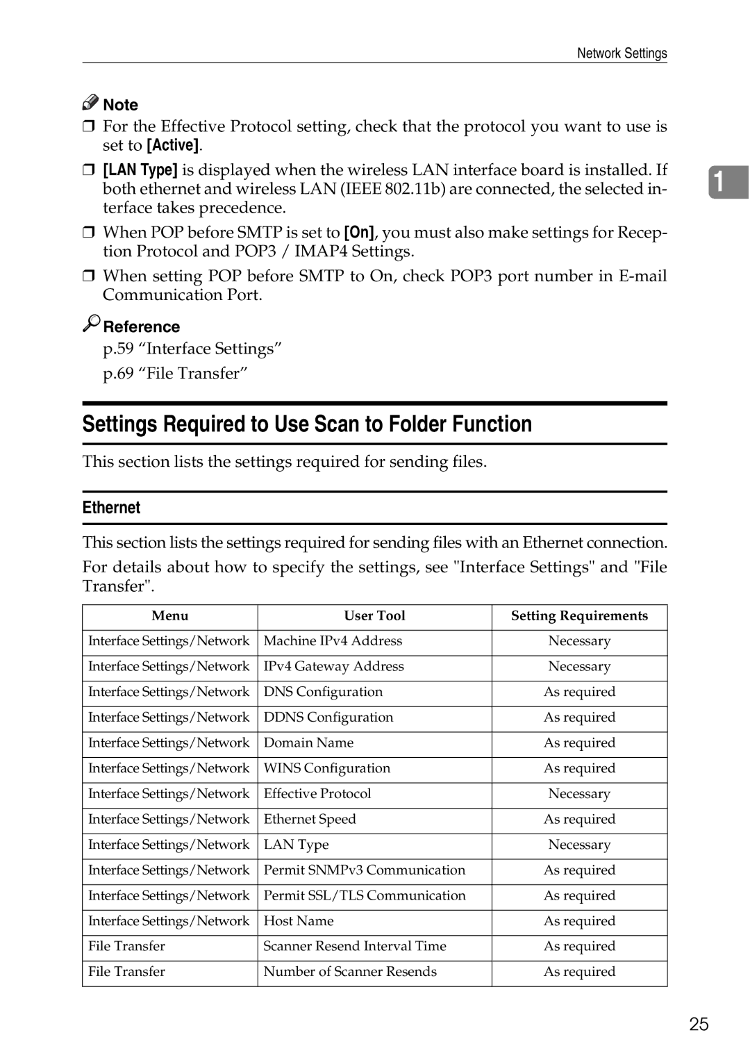 Ricoh LD435c operating instructions Settings Required to Use Scan to Folder Function, Ethernet 