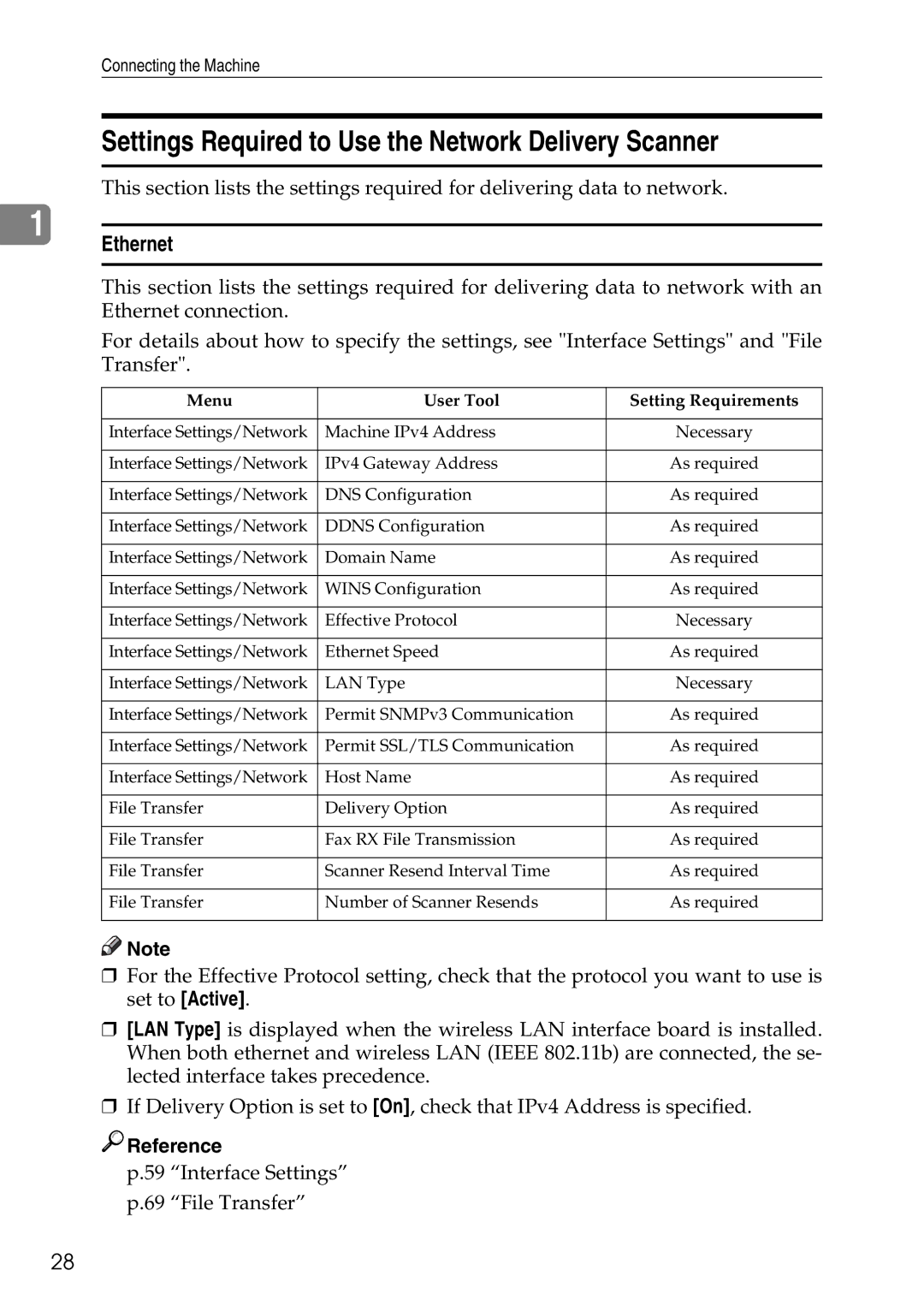 Ricoh LD435c operating instructions Settings Required to Use the Network Delivery Scanner, Ethernet 