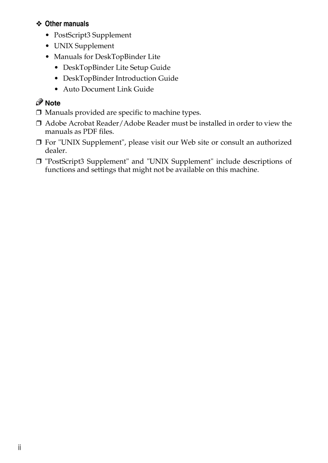 Ricoh LD435c operating instructions Other manuals 