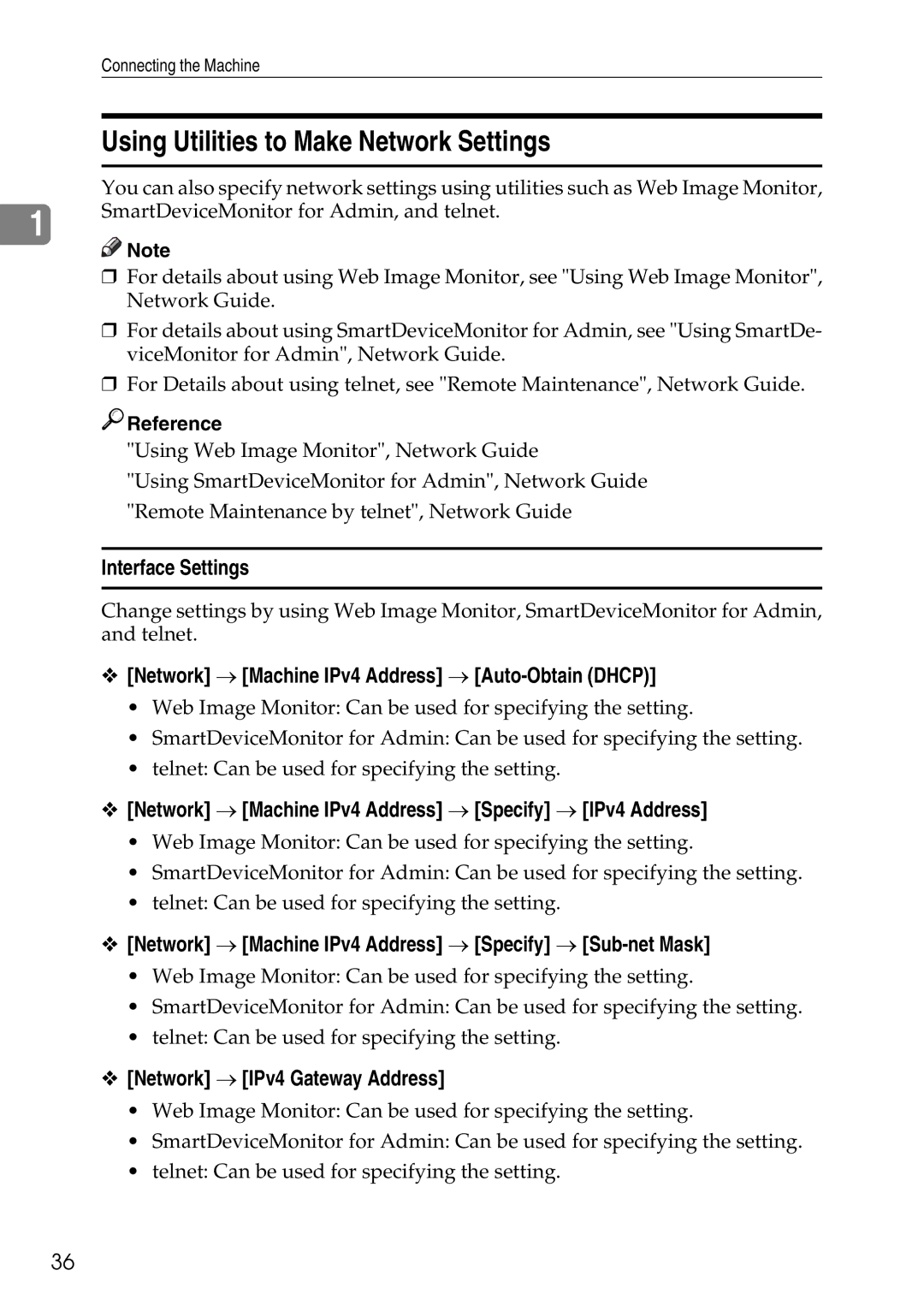 Ricoh LD435c operating instructions Using Utilities to Make Network Settings 