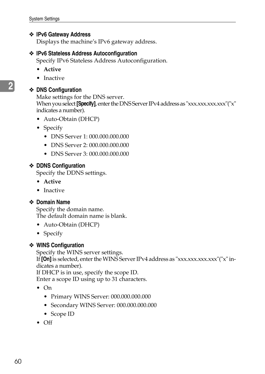 Ricoh LD435c IPv6 Gateway Address, IPv6 Stateless Address Autoconfiguration, Ddns Configuration, Domain Name 