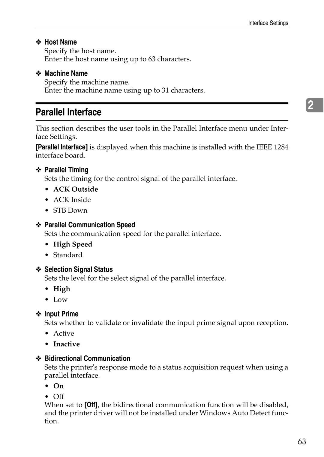 Ricoh LD435c operating instructions Parallel Interface 