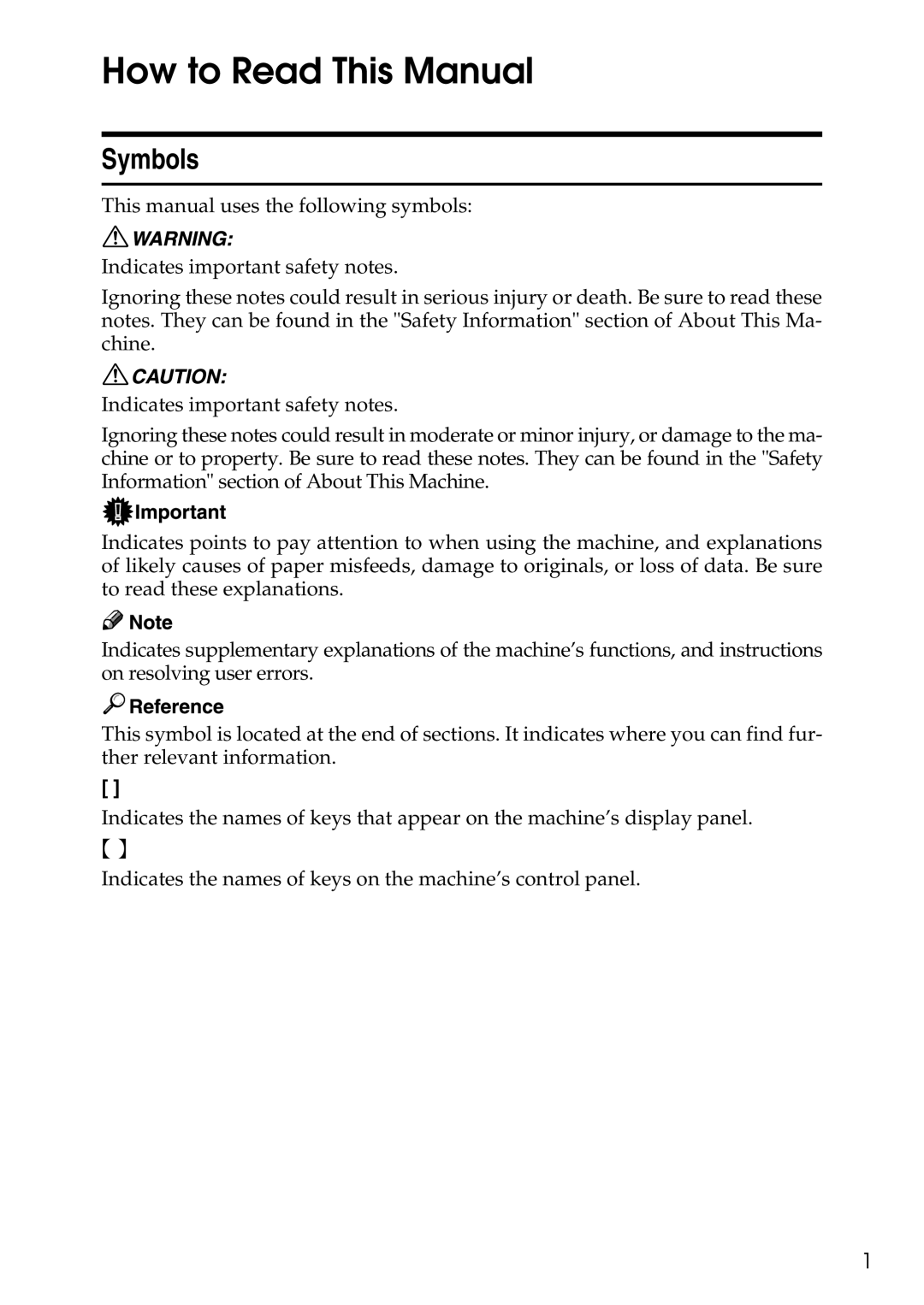 Ricoh LD435c operating instructions How to Read This Manual, Symbols 