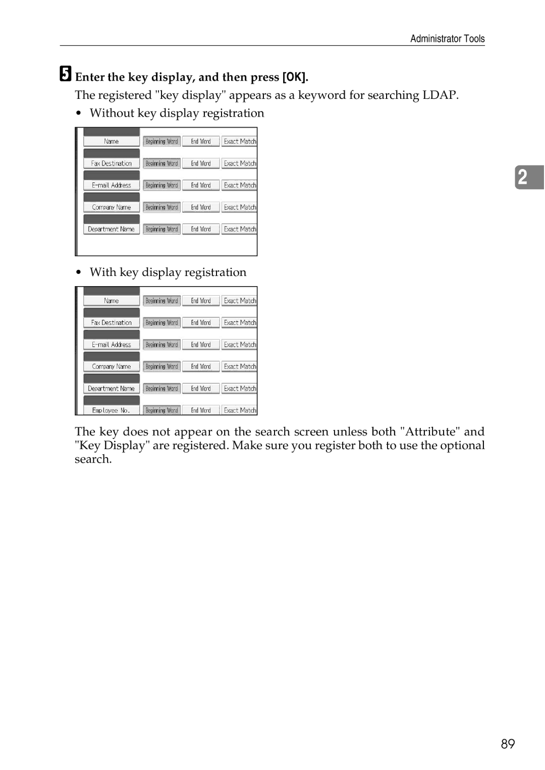 Ricoh LD435c operating instructions Enter the key display, and then press OK 