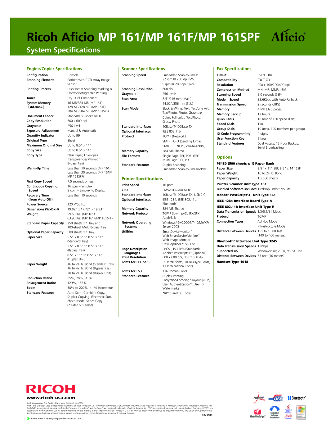 Ricoh manual Ricoh Aficio MP 161/MP 161F/MP 161SPF 