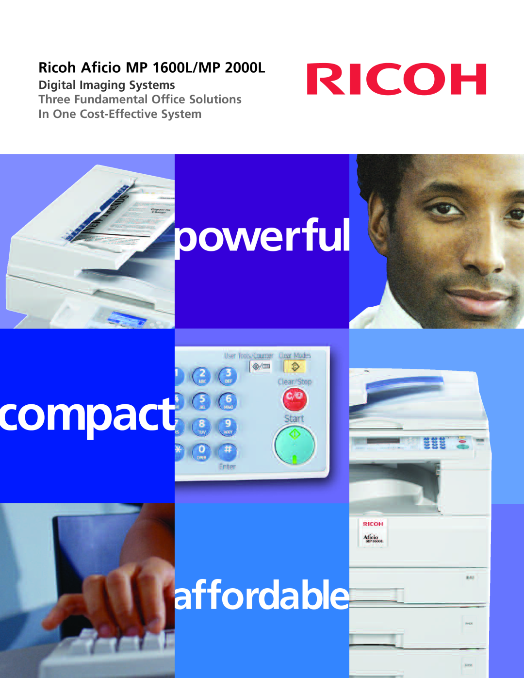 Ricoh MP1600L manual compact, powerful, affordable, Ricoh Aficio MP 1600L/MP 2000L, Digital Imaging Systems 