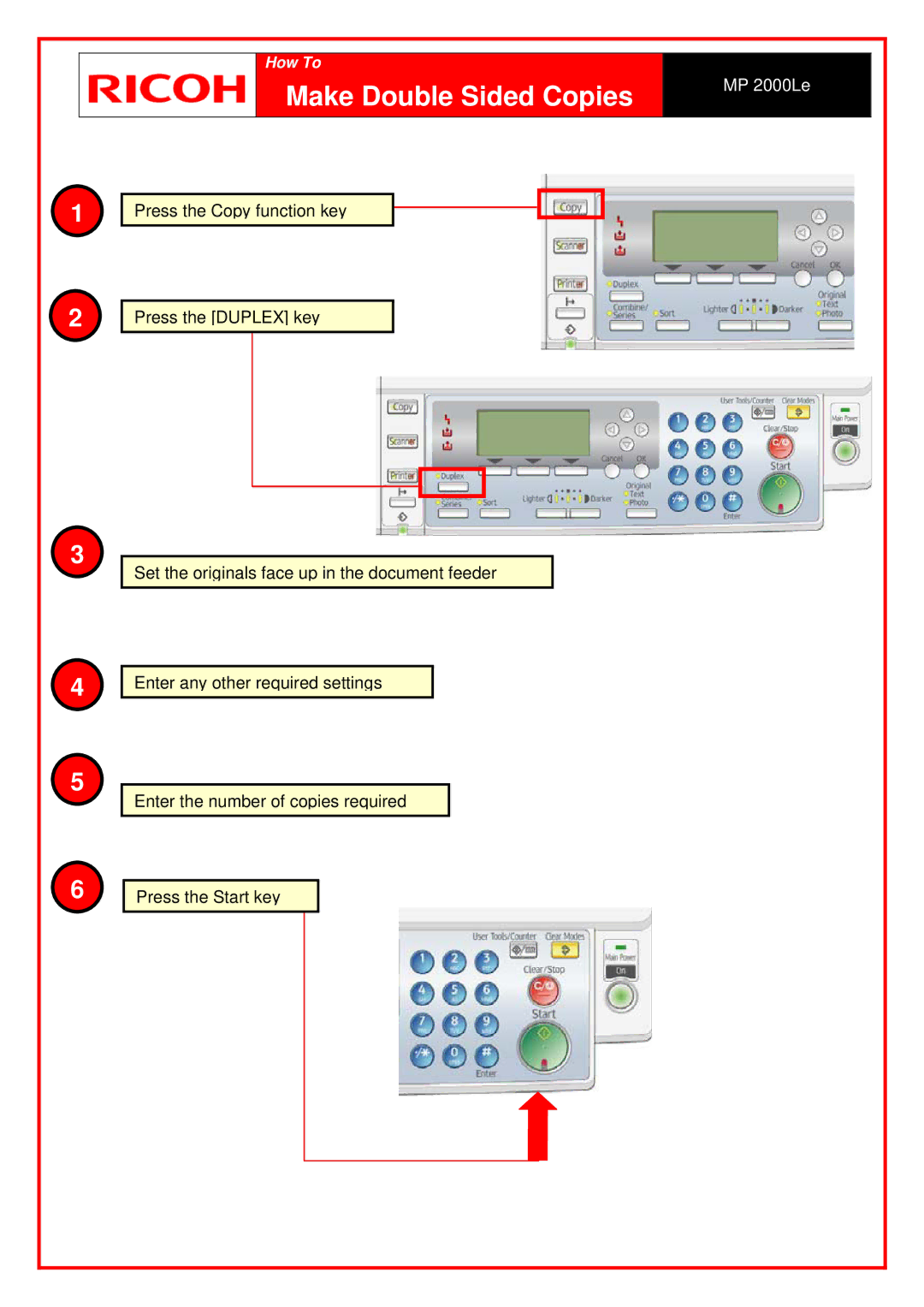 Ricoh MP 2000LE manual Make Double Sided Copies 