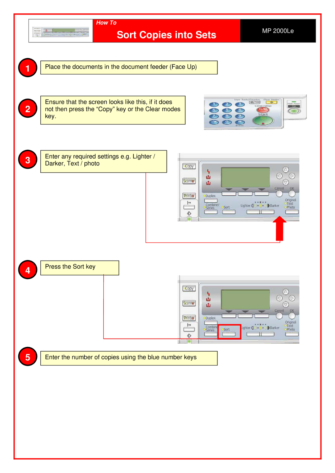 Ricoh MP 2000LE manual Sort Copies into Sets 