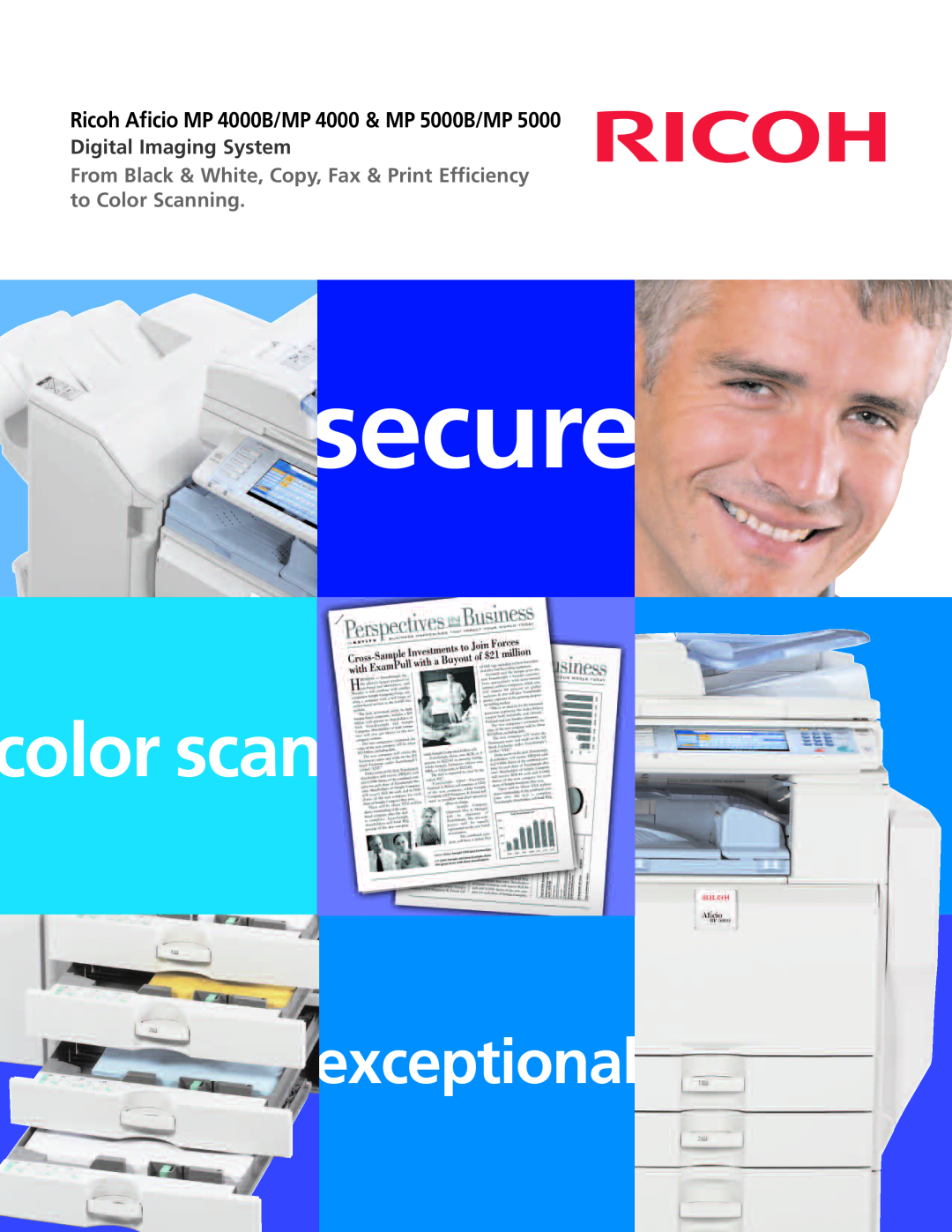 Ricoh manual secure, color scan, exceptional, Ricoh Aficio MP 4000B/MP 4000 & MP 5000B/MP, Digital Imaging System 