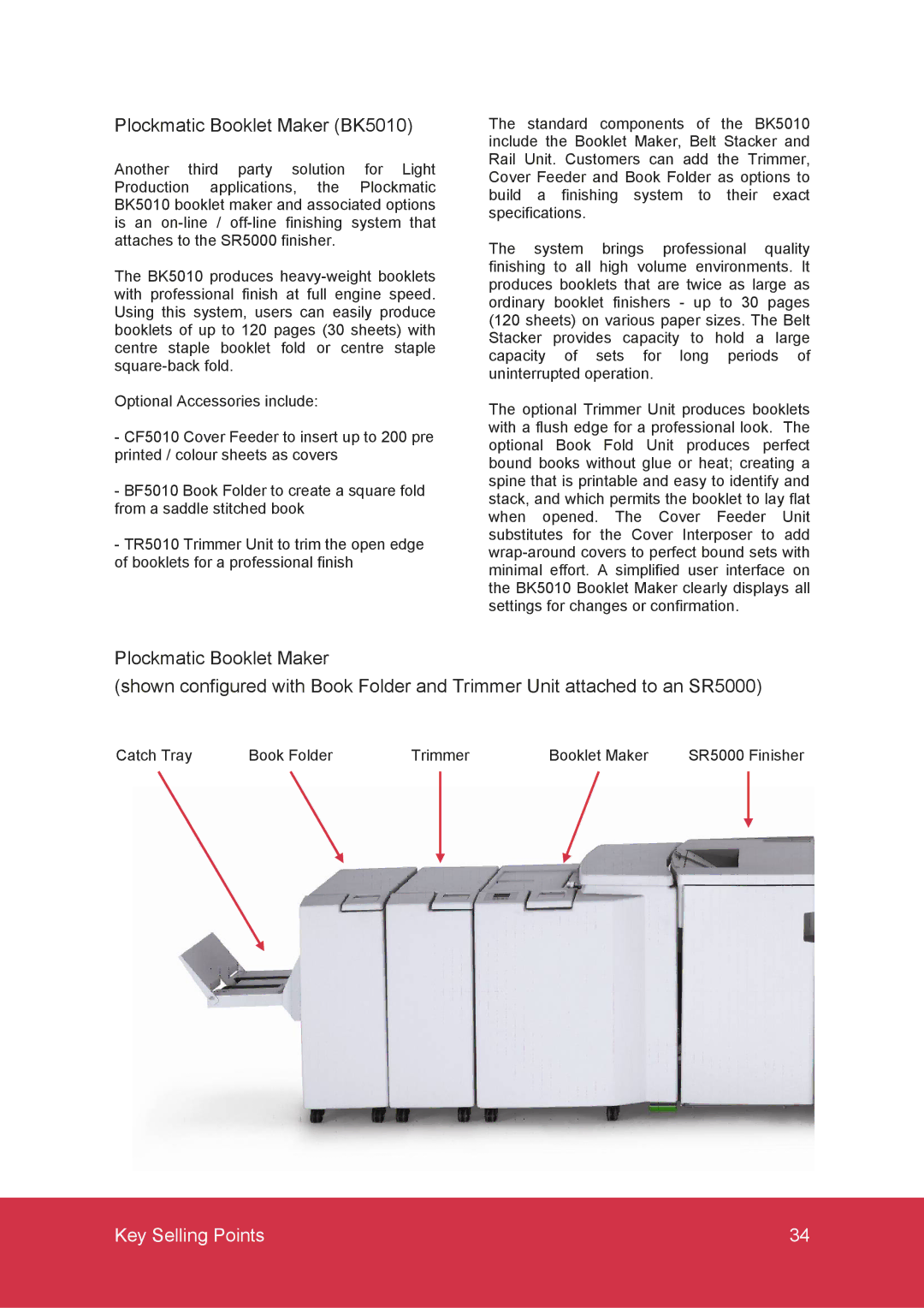 Ricoh MP C6000, MP C7500 manual Plockmatic Booklet Maker BK5010 