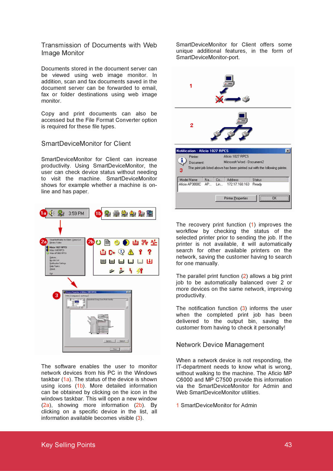 Ricoh MP C7500 Transmission of Documents with Web Image Monitor, SmartDeviceMonitor for Client, Network Device Management 