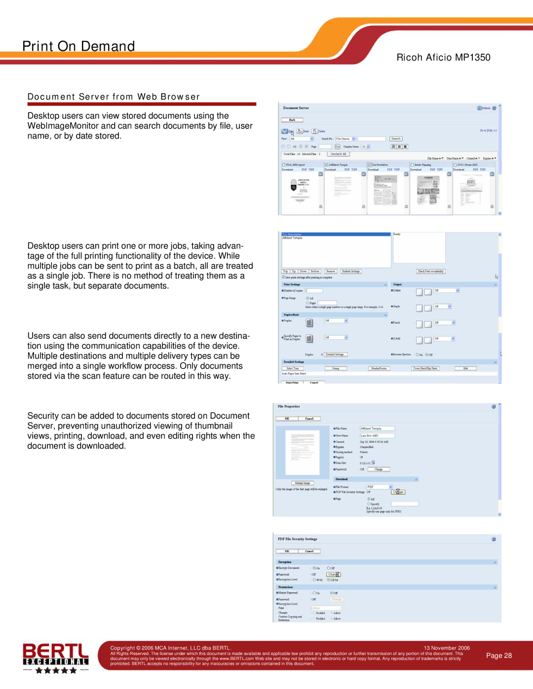 Ricoh MP1350 manual Document Server from Web Browser 