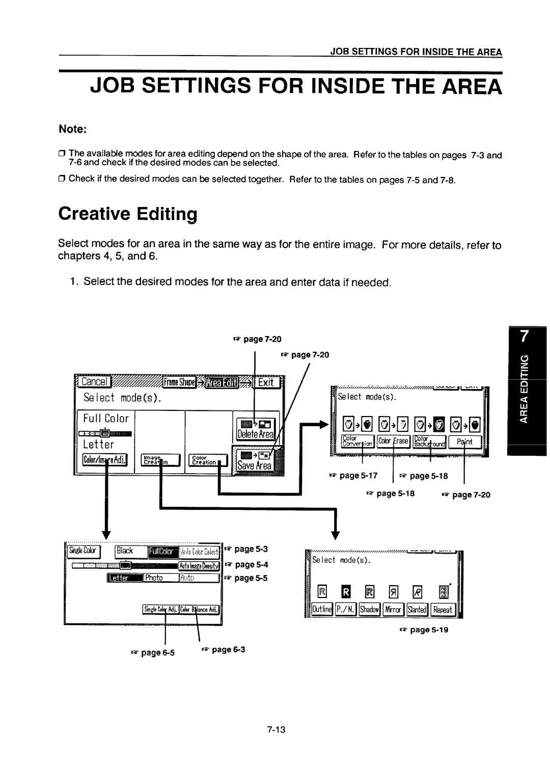 Ricoh NC5006 manual JOB Settings for Inside the Area, Creative Editing 