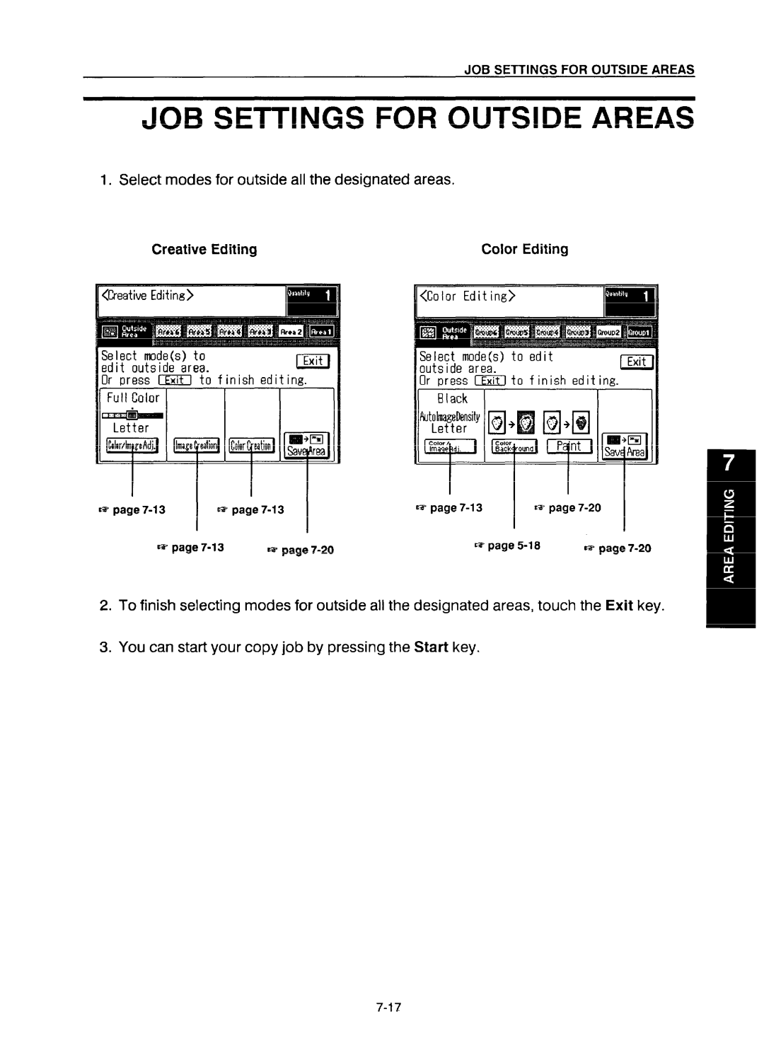 Ricoh NC5006 manual Select modes for outside all the designated areas, Creative Editing Color Editing 