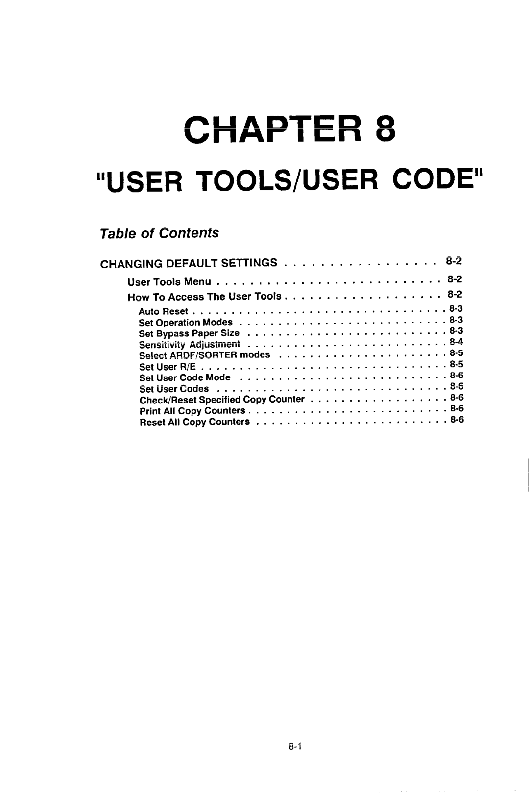 Ricoh NC5006 manual User TOOLS/USER Code, C1-lAIUGING Default Settings 