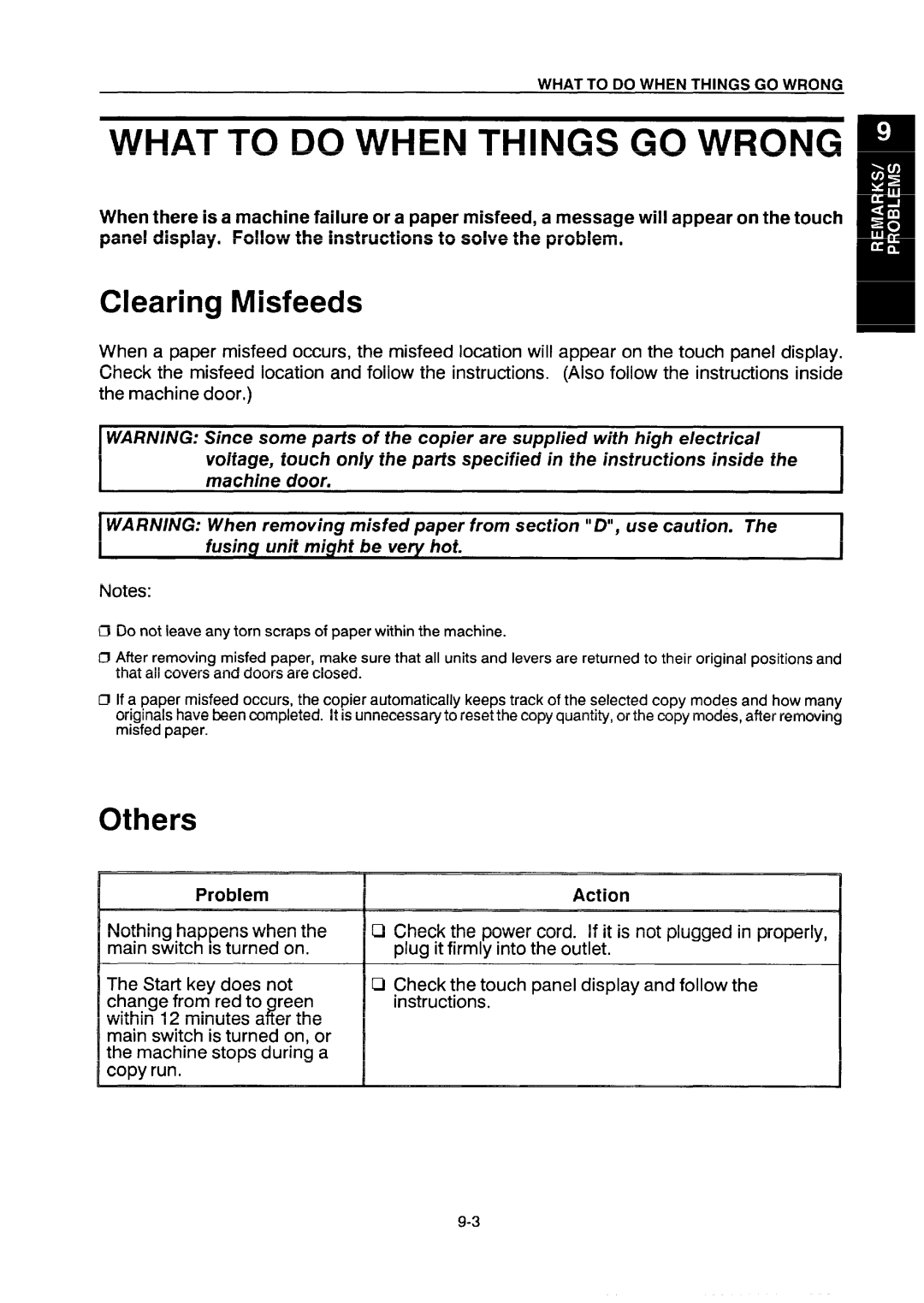 Ricoh NC5006 manual What to do When Things GO Wrong, Clearing Misfeeds, Others 