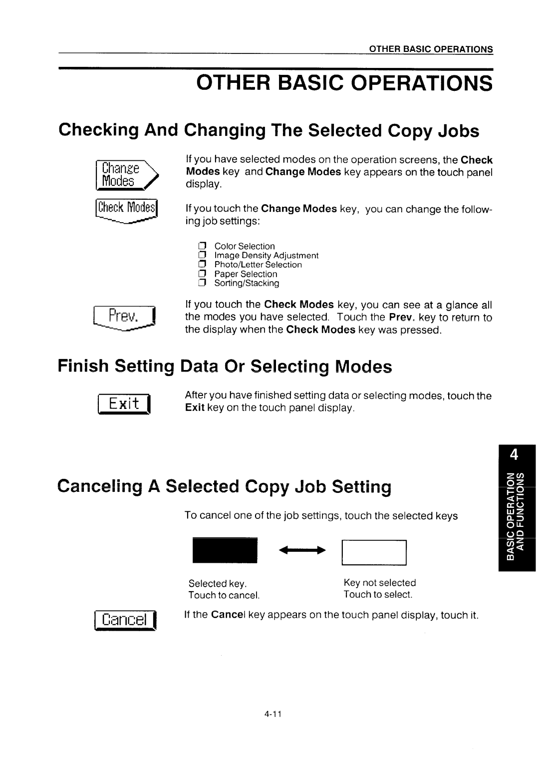 Ricoh NC5006 Other Basic Operations, Checking And Changing The Selected Copy Jobs, Finish Setting Data Or Selecting Modes 