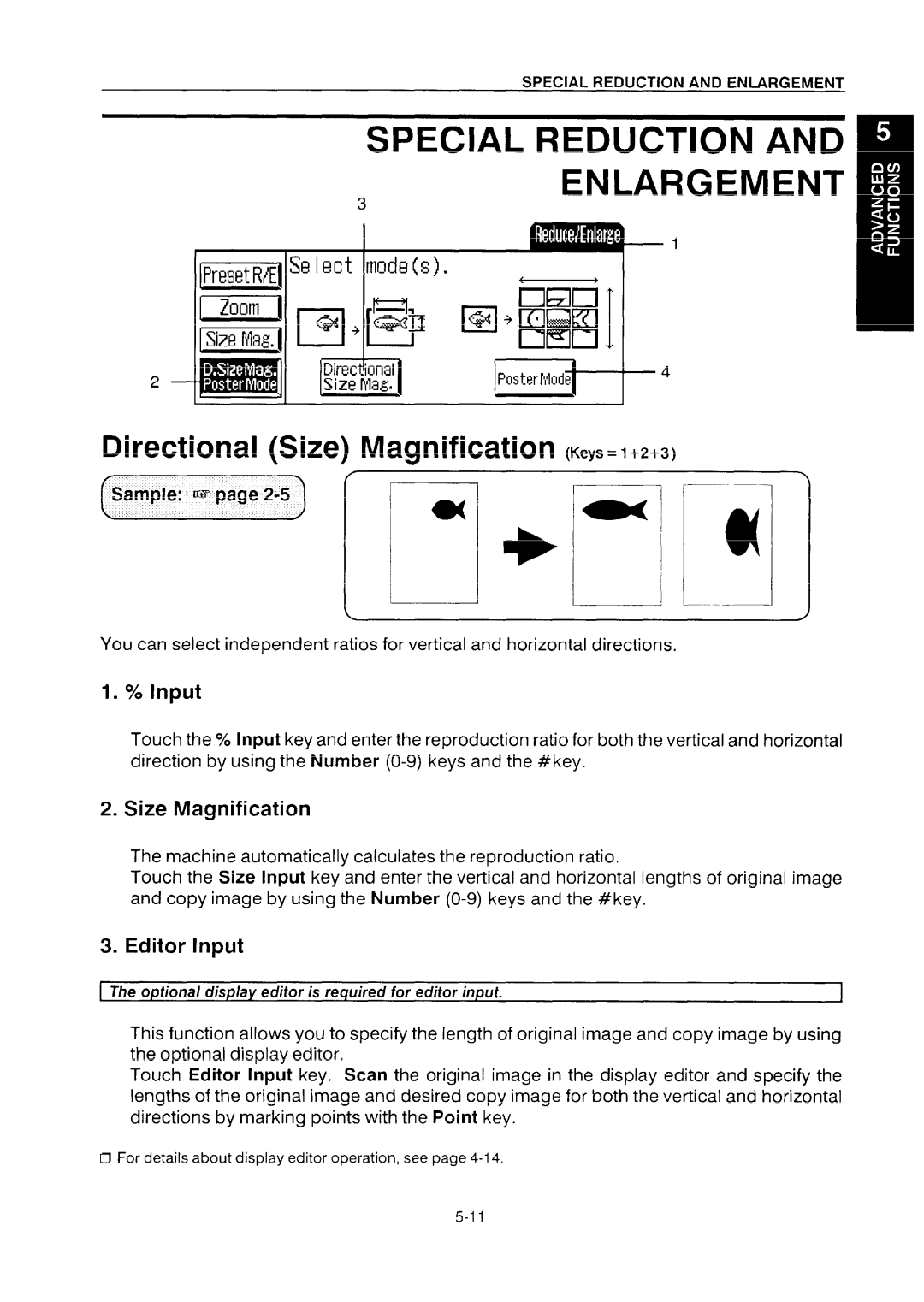 Ricoh NC5006 manual Special Reduction Enlargement, Size Magnification, Input 
