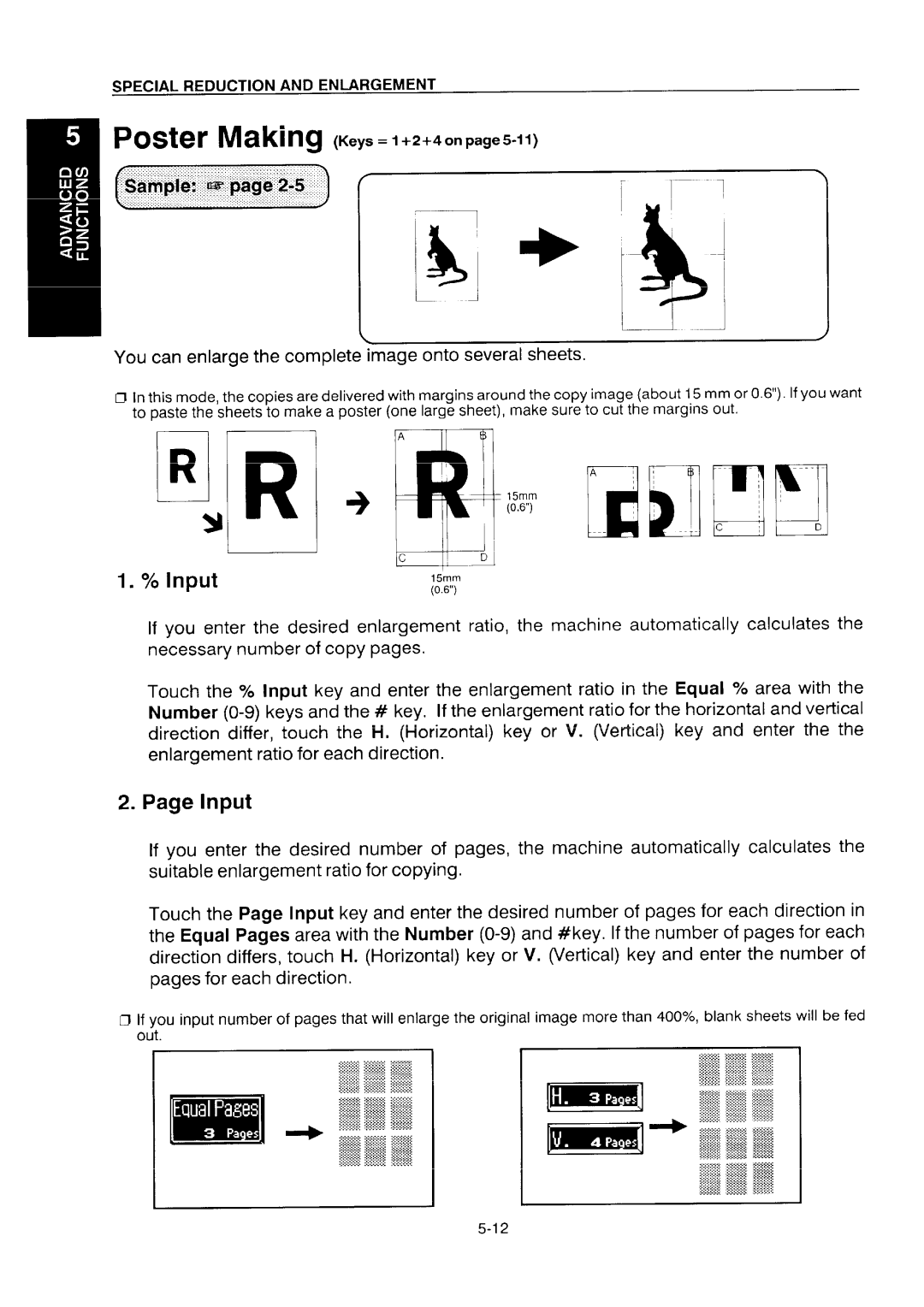 Ricoh NC5006 manual YOInput, You can enlarge the complete image onto several sheets 