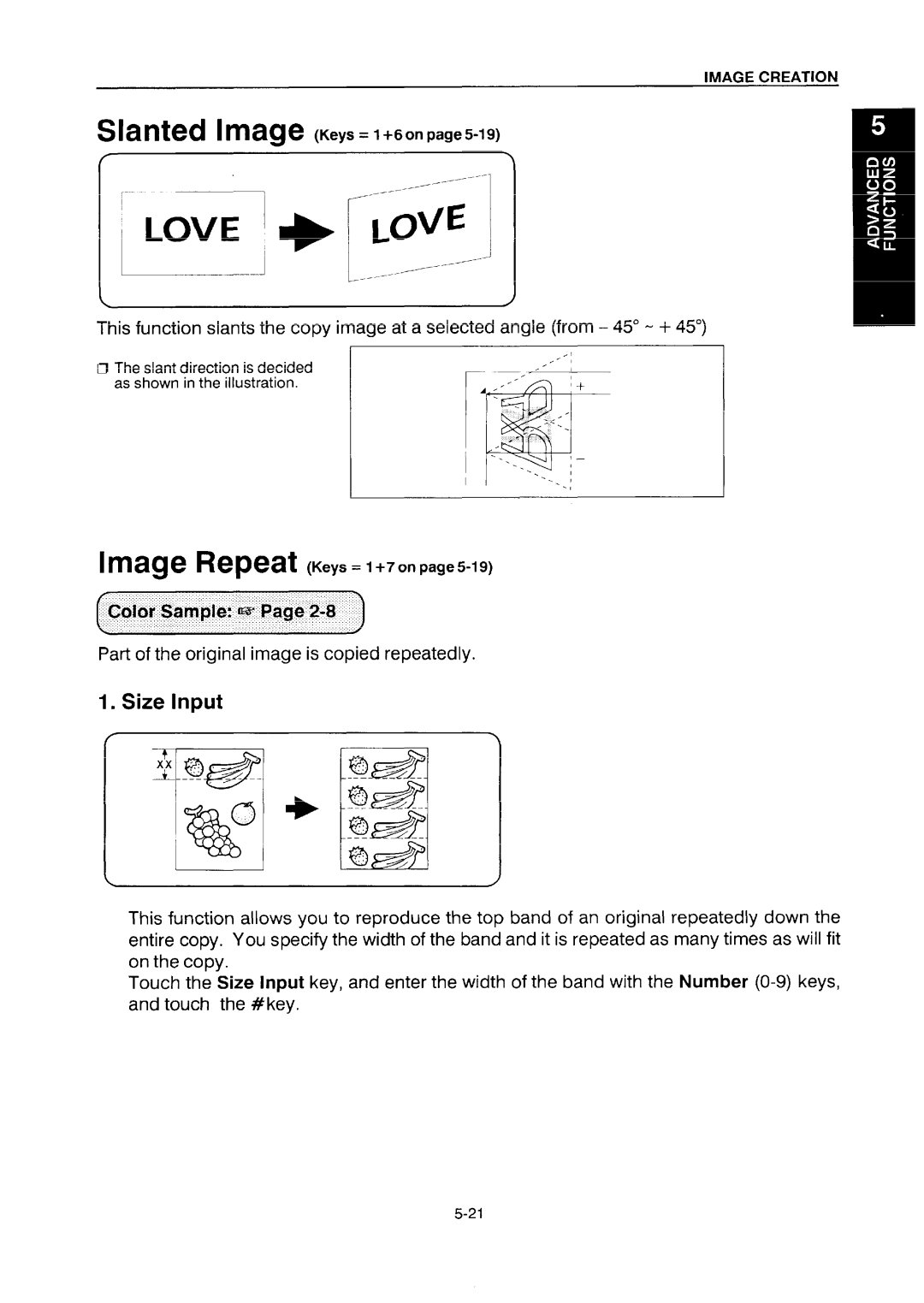 Ricoh NC5006 manual Size Input, Part of the original image is copied repeatedly 