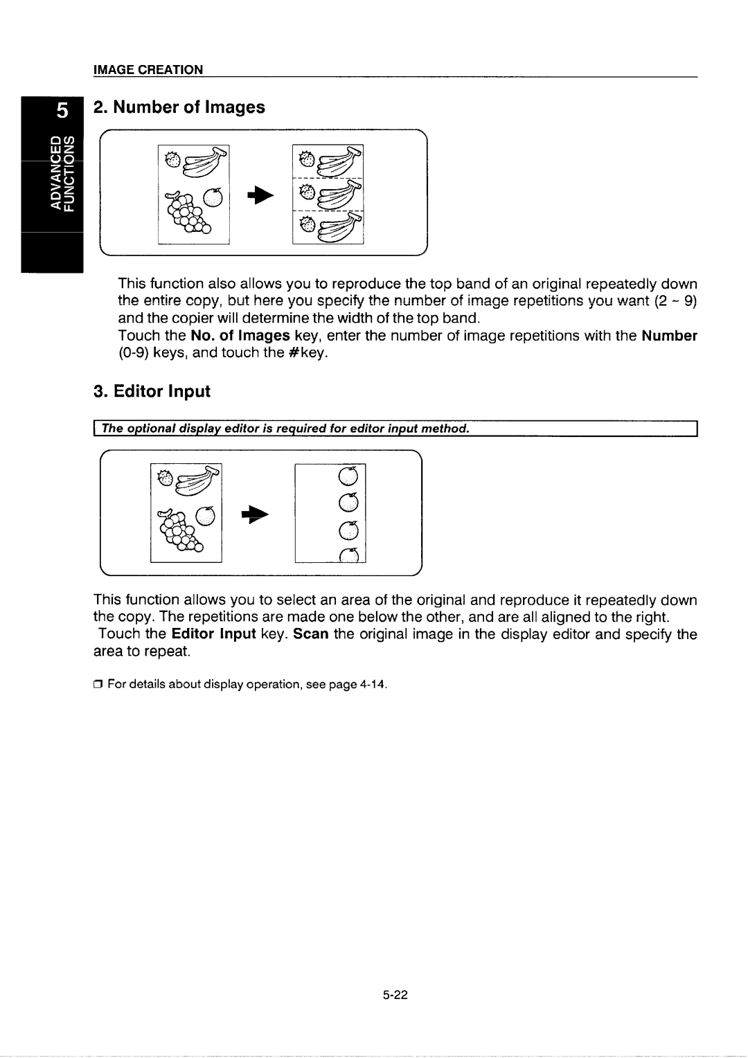 Ricoh NC5006 manual Number of Images, Optional display editor is required for editor input method 