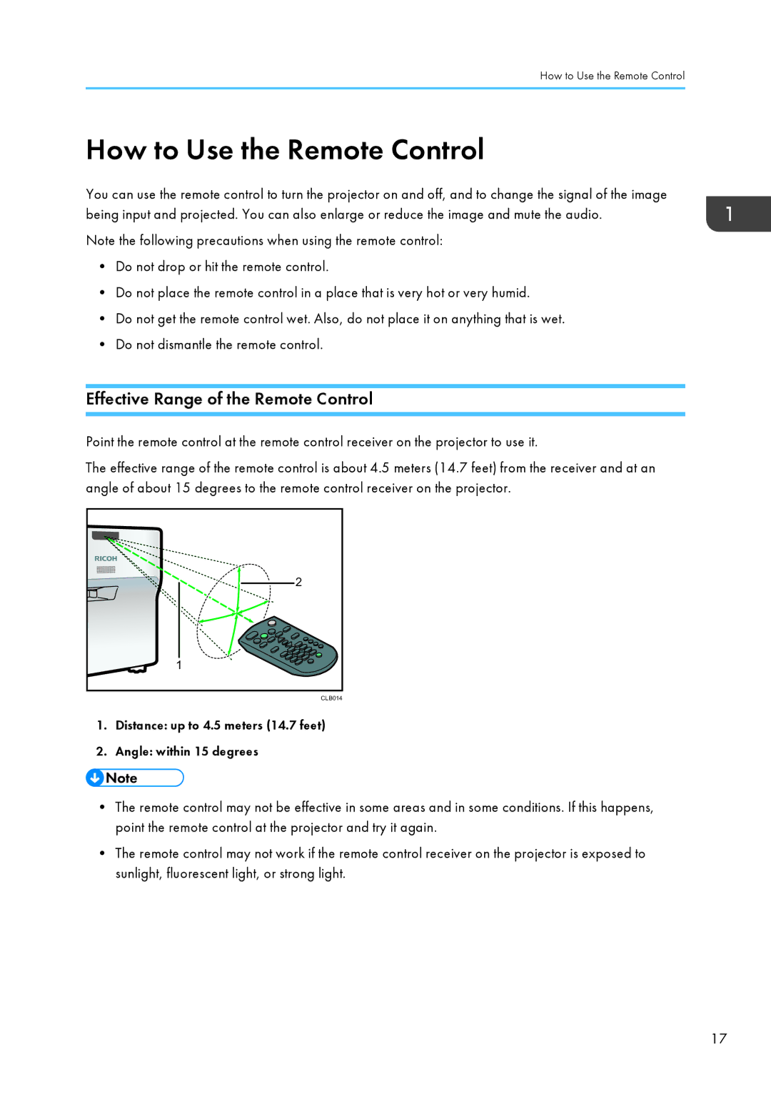 Ricoh PJ WX4130 operating instructions How to Use the Remote Control, Effective Range of the Remote Control 