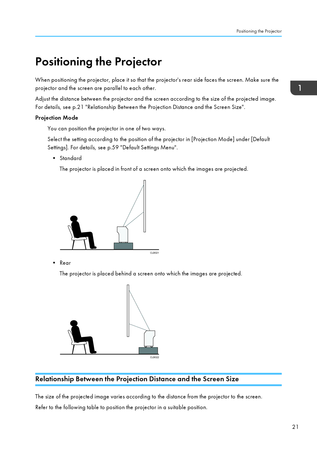 Ricoh PJ WX4130 operating instructions Positioning the Projector 