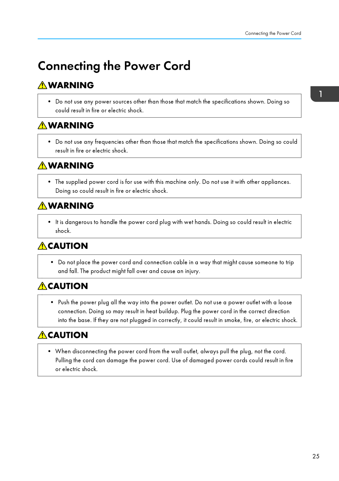 Ricoh PJ WX4130 operating instructions Connecting the Power Cord 