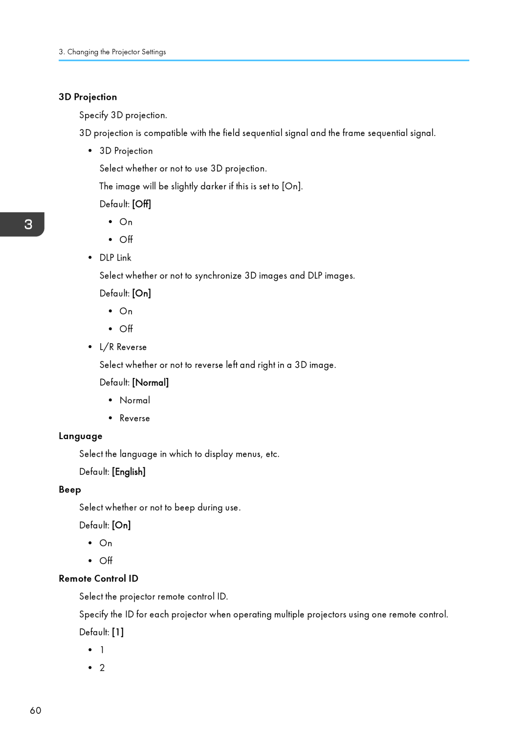 Ricoh PJ WX4130 operating instructions Changing the Projector Settings 