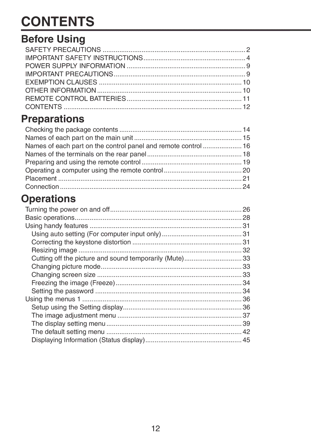 Ricoh PJ X3241N, PJ WX3231N owner manual Contents 