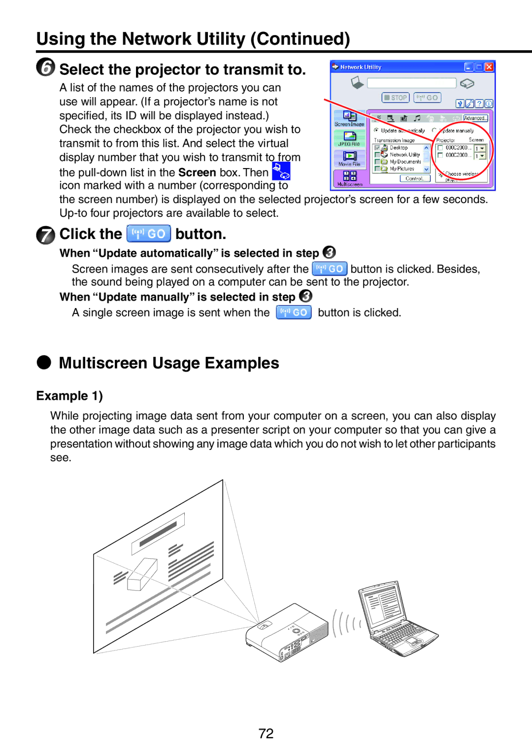 Ricoh PJ X3241N, PJ WX3231N owner manual Multiscreen Usage Examples 