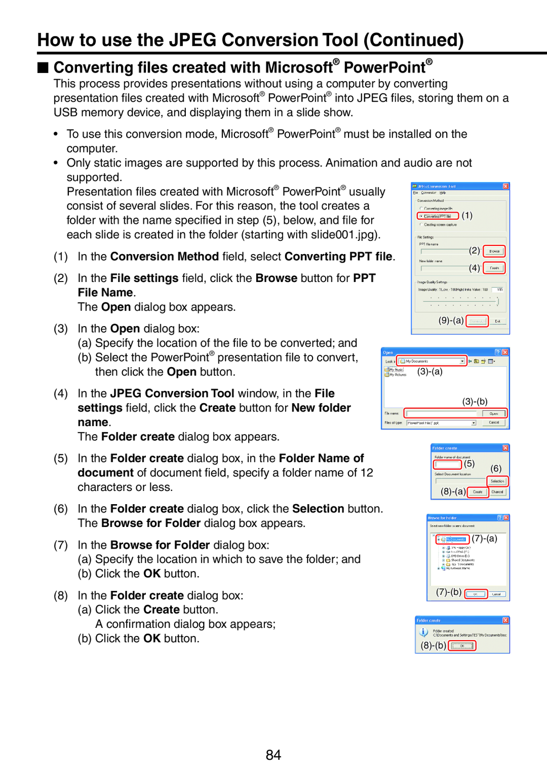 Ricoh PJ X3241N, PJ WX3231N How to use the Jpeg Conversion Tool,  Converting files created with Microsoft PowerPoint 