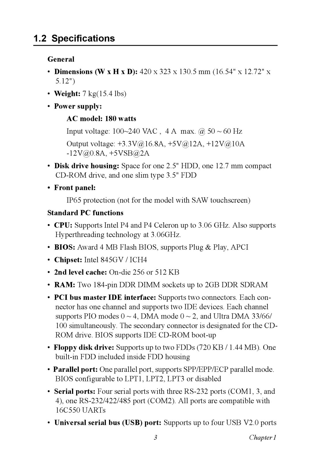 Ricoh PPC-154 user manual Specifications, Power supply AC model 180 watts 