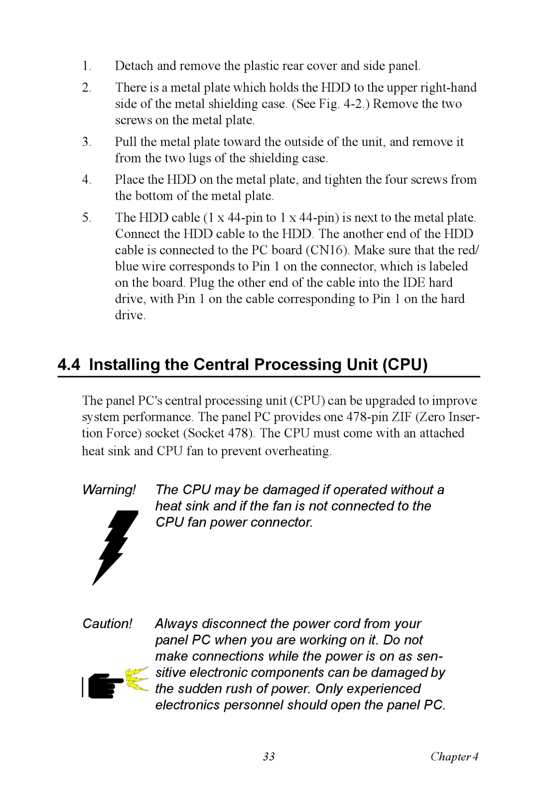 Ricoh PPC-154 user manual Installing the Central Processing Unit CPU, Electronics personnel should open the panel PC 