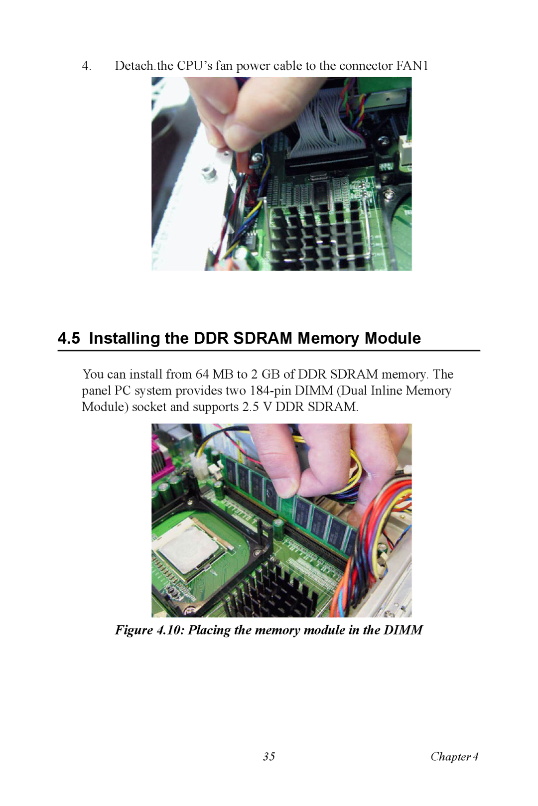 Ricoh PPC-154 user manual Installing the DDR Sdram Memory Module, Placing the memory module in the Dimm 