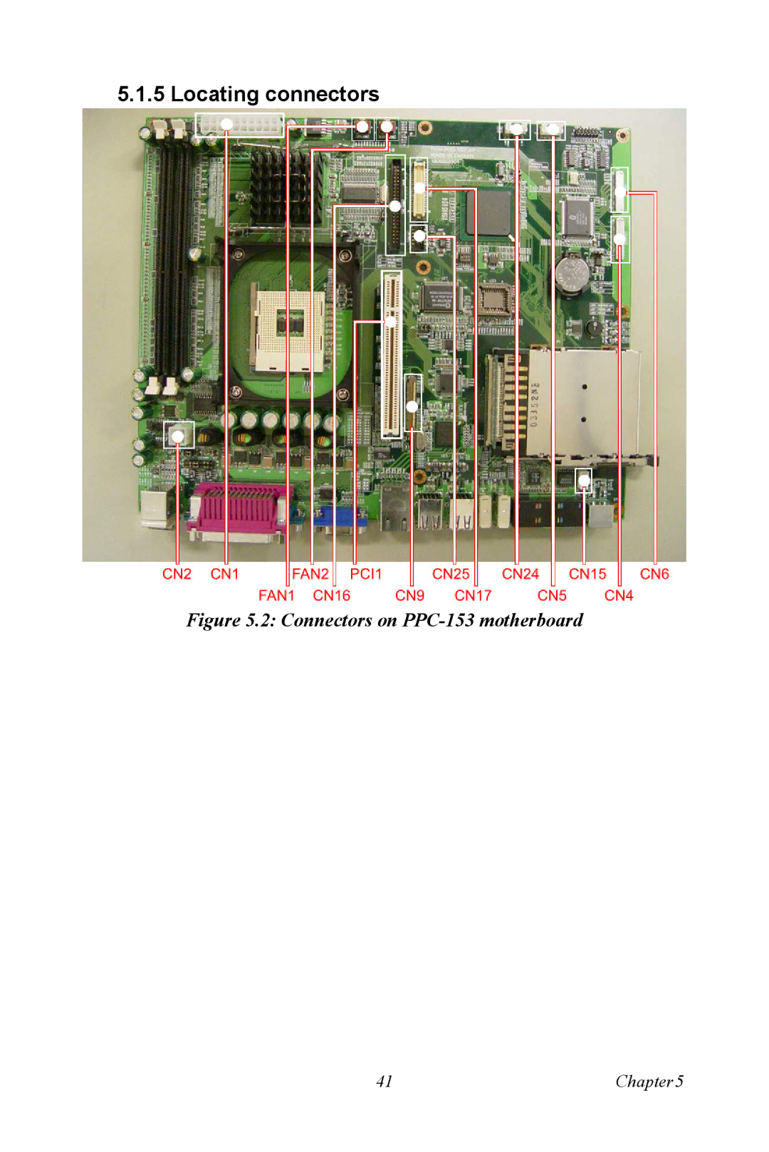 Ricoh PPC-154 user manual Locating connectors, Connectors on PPC-153 motherboard 