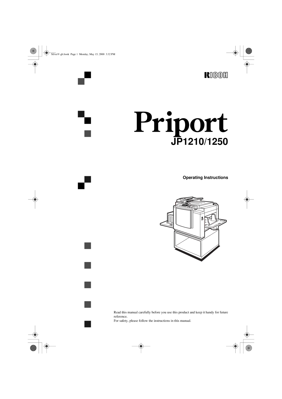 Ricoh JP1210/1250, Priport manual Operating Instructions 