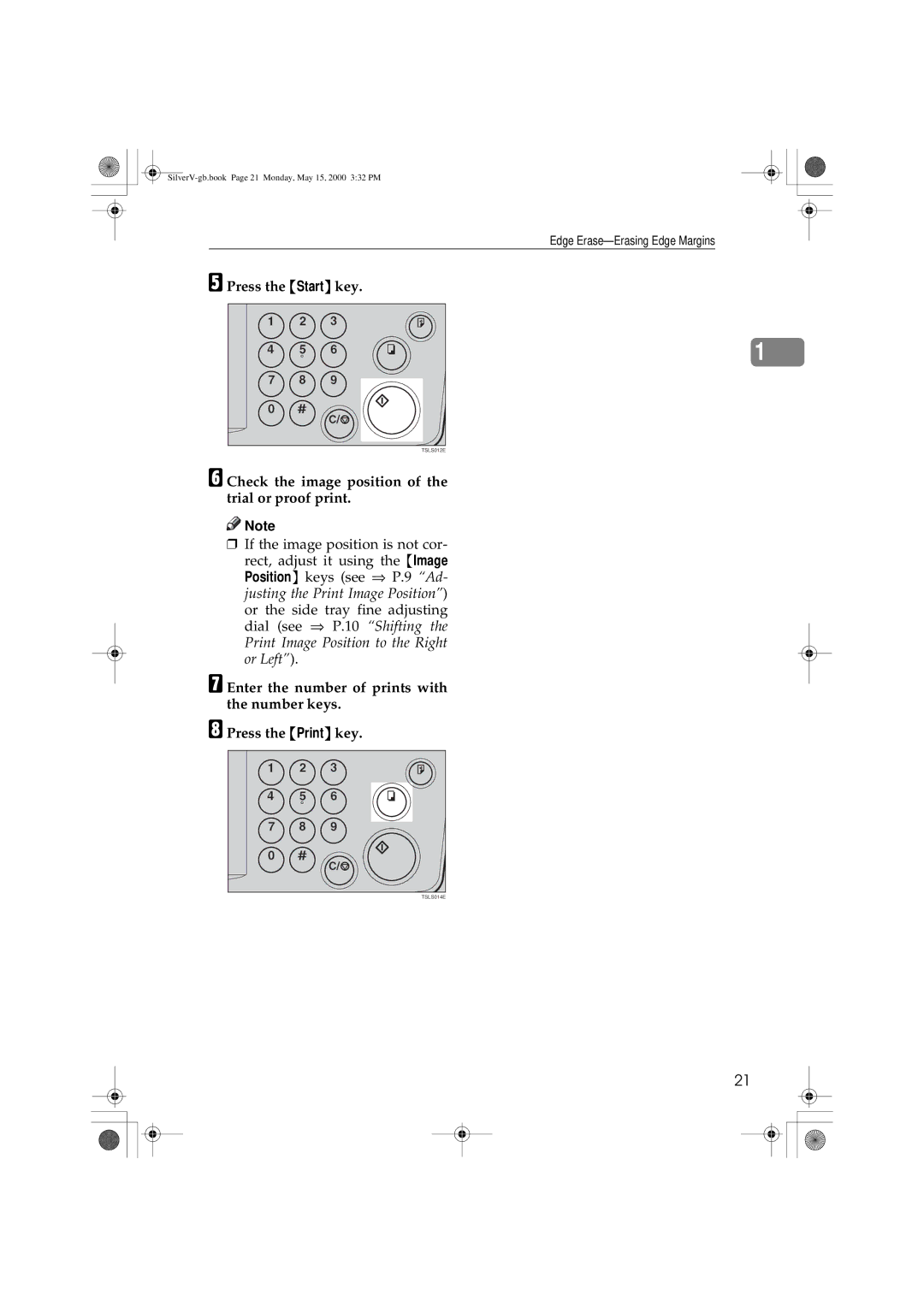 Ricoh JP1210/1250, Priport manual Edge Erase-Erasing Edge Margins 