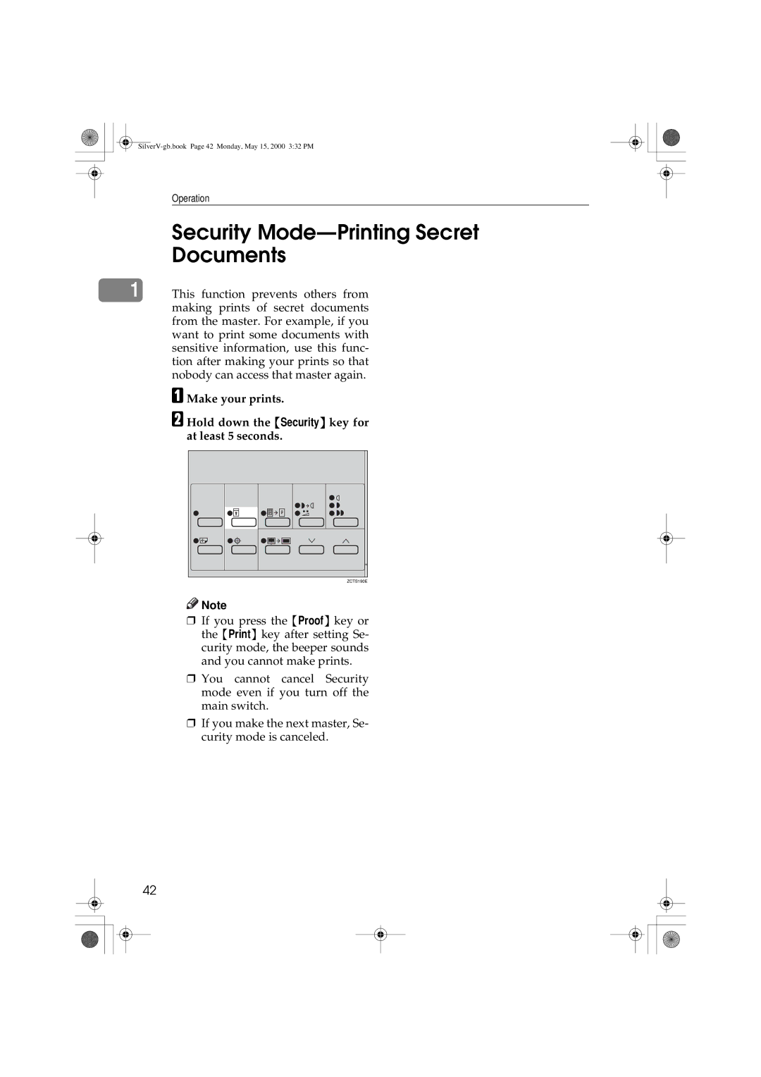 Ricoh Priport, JP1210/1250 manual Security Mode-Printing Secret Documents 