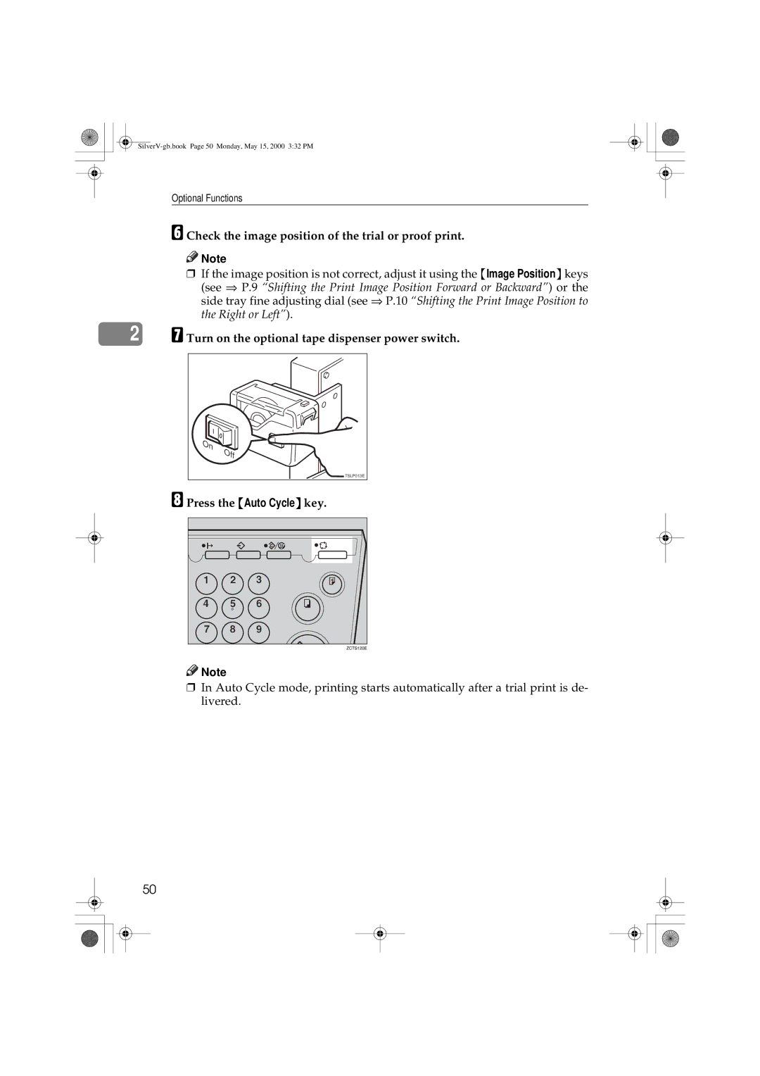 Ricoh Priport, JP1210/1250 manual Turn on the optional tape dispenser power switch, Livered 