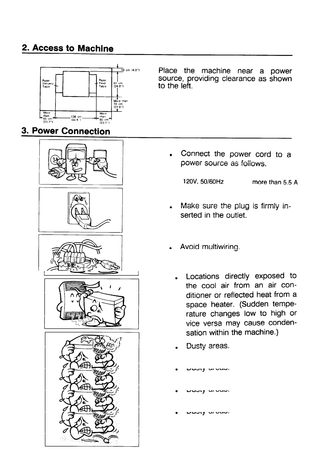 Ricoh PRIPORT VT2130 manual Access to Machine, Power Connection 