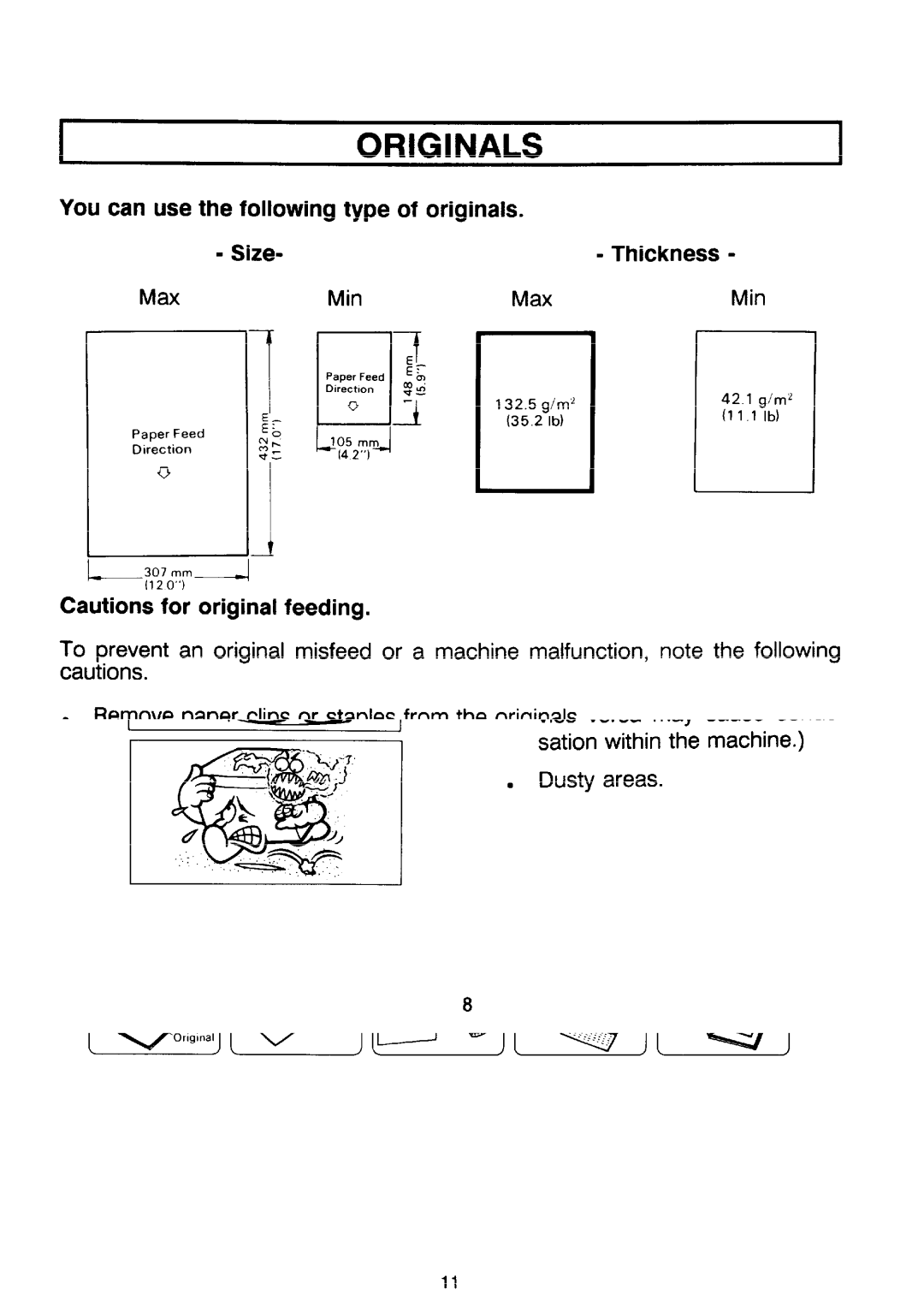 Ricoh PRIPORT VT2130 manual You can use the following type of originals Thickness, Max Min, Originalswith, ’’ .,,, ..~$ 