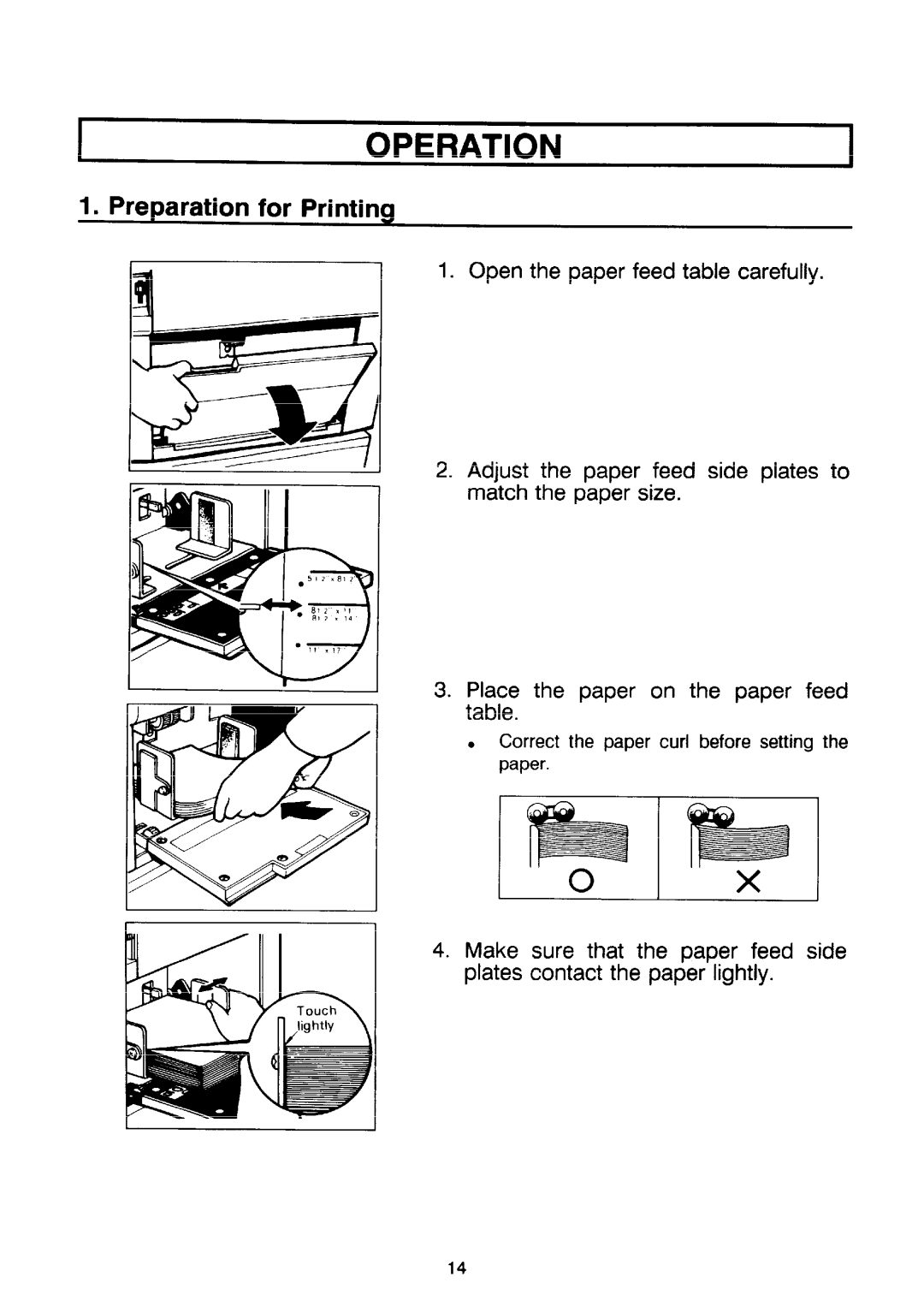 Ricoh PRIPORT VT2130 manual Operation, Preparation for Printing, Open the paper 