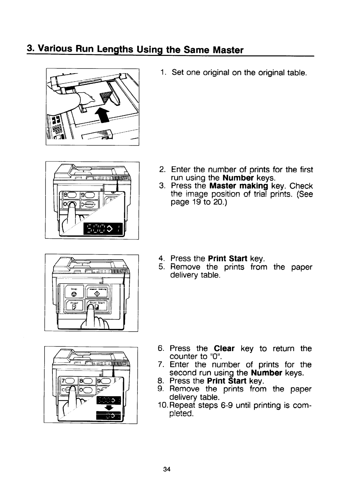 Ricoh PRIPORT VT2130 manual Various Run Lengths Using the Same Master, Press, Master Making, Key. Check 