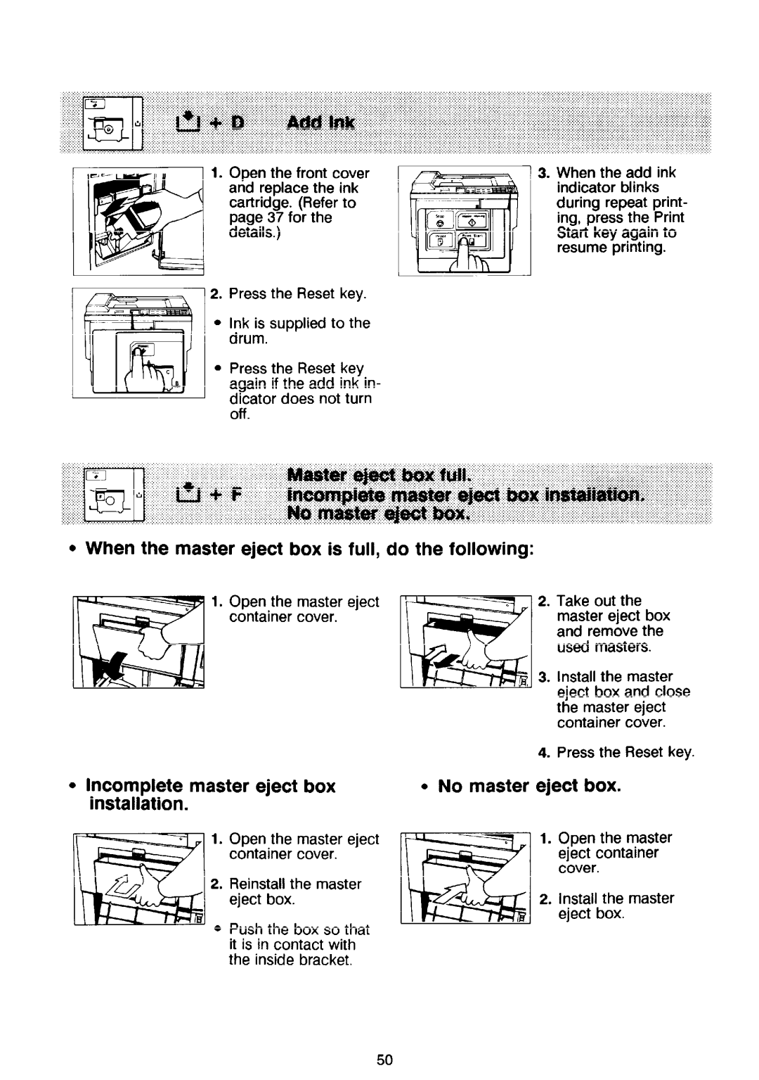 Ricoh PRIPORT VT2130 manual When the master eject box is full, do the following 