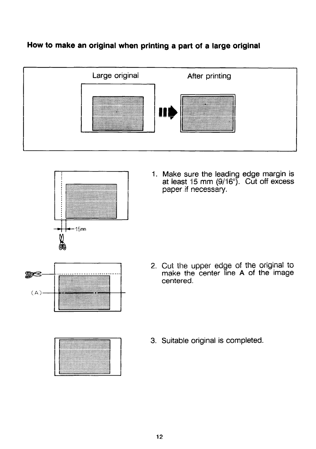 Ricoh PRIPORT VT2130 How to make an original when printing a part of a large original, Large original, After printing 